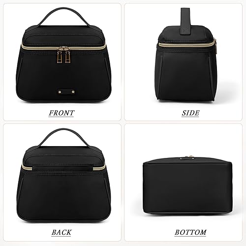 Miniatura 8 de RAINSMORE Bolsa de maquillaje de viaje, bolsa de maquillaje grande, bolsa de cosméticos impermeable, bolsa de aseo para mujer, bolsa portátil para