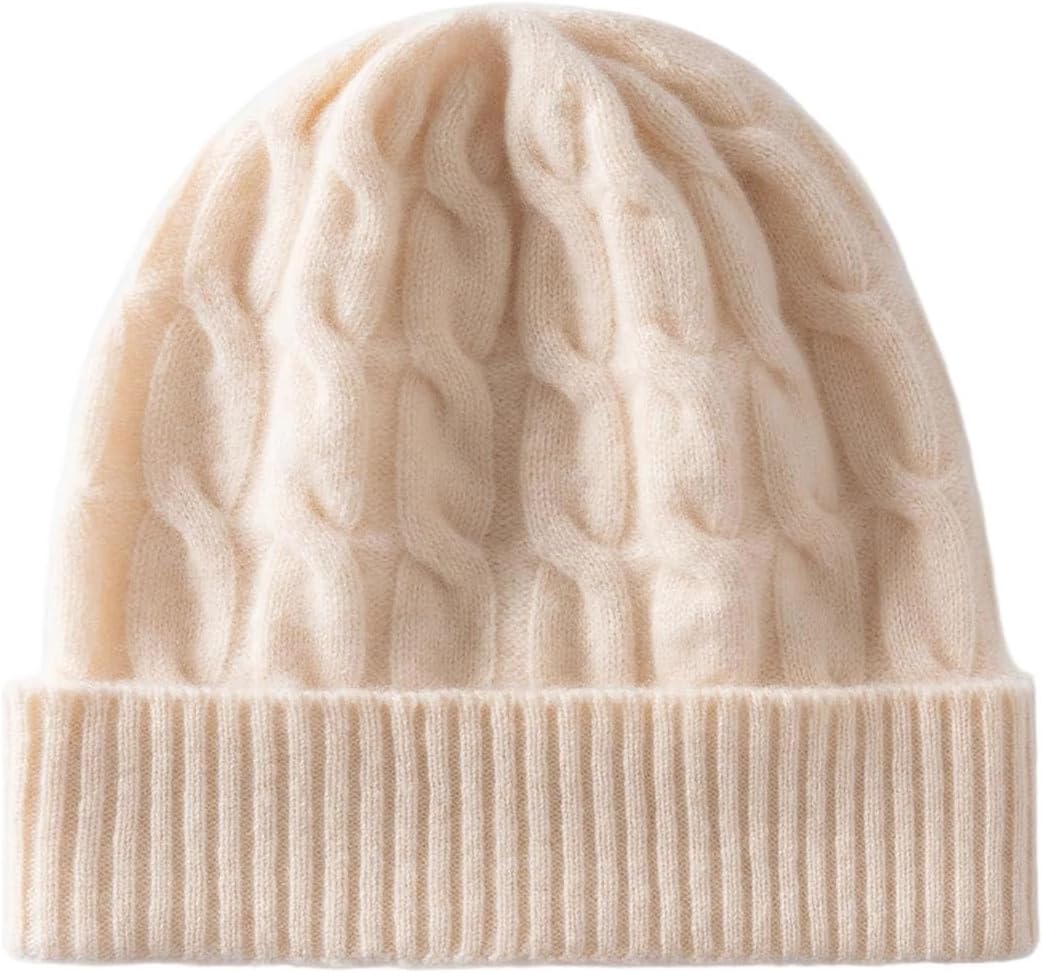 Merino Wool Hat Thick Warm Twisted Men Women Outdoor Knitted Beanies