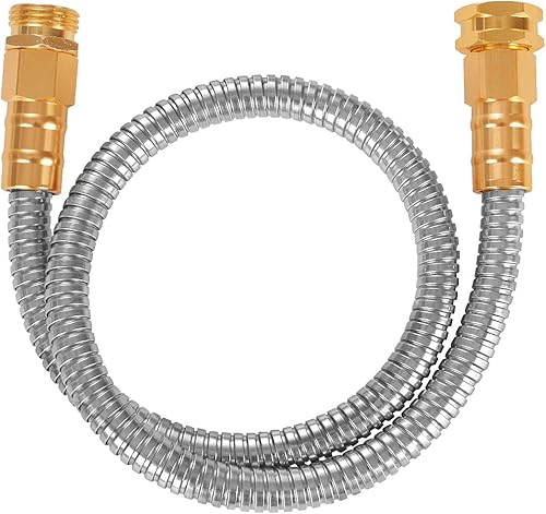 Manguera de jardín de metal de acero inoxidable 304 de 3 pies, manguera de agua resistente, patio al aire libre, ligera, garantizada flexible y