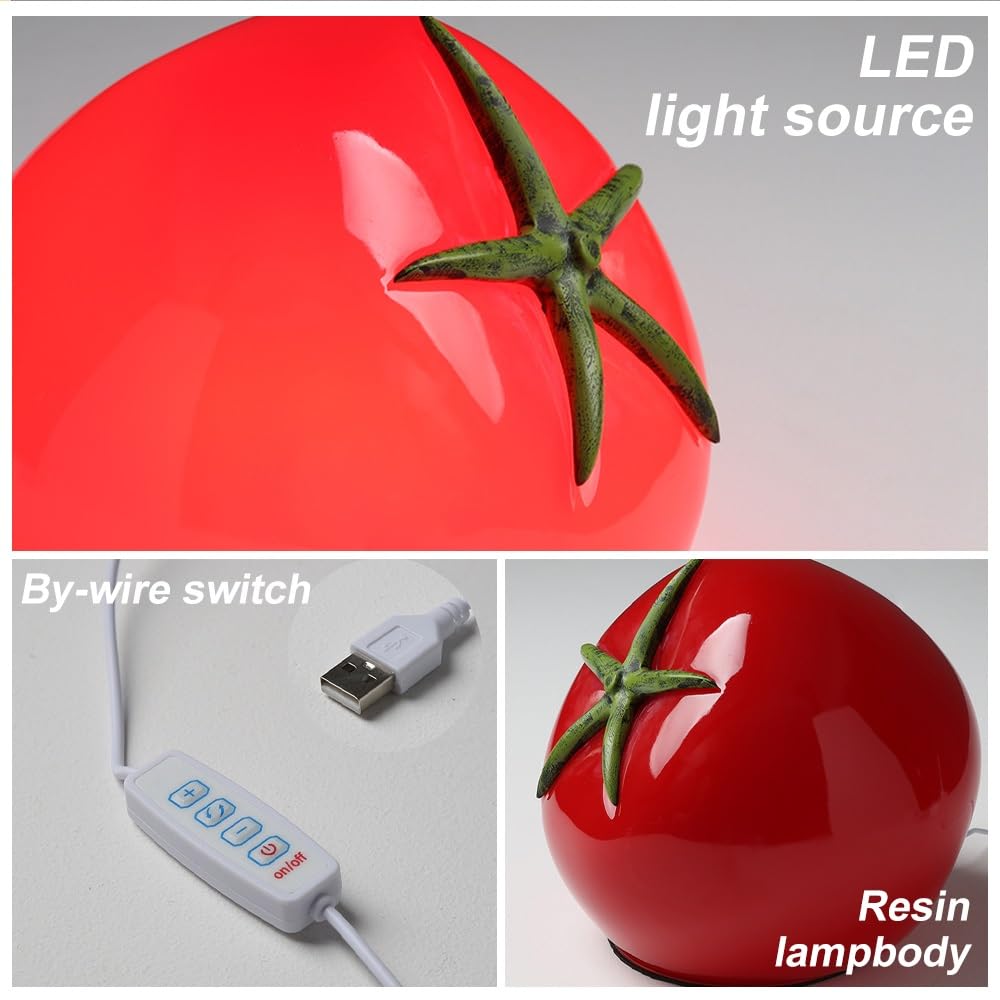 Kreatywna lampa stołowa z pomidorami, lampka nocna i lampka na biurko