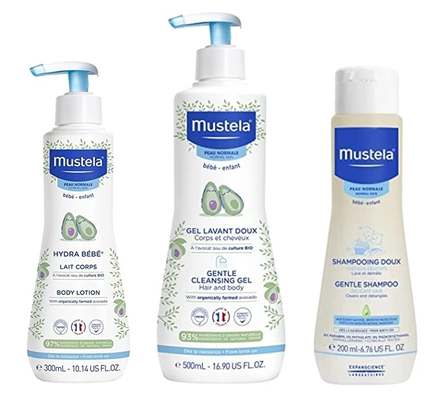Mustela Bathtime Essential Set - 3 Must-Have Baby Bath Items - Includes Hydra Bebe Body Lotion, Gentle Cleansing Gel, & Gentle Shampoo - Complete Baby Care Kit - Perfect for Baby Gifting-image-16