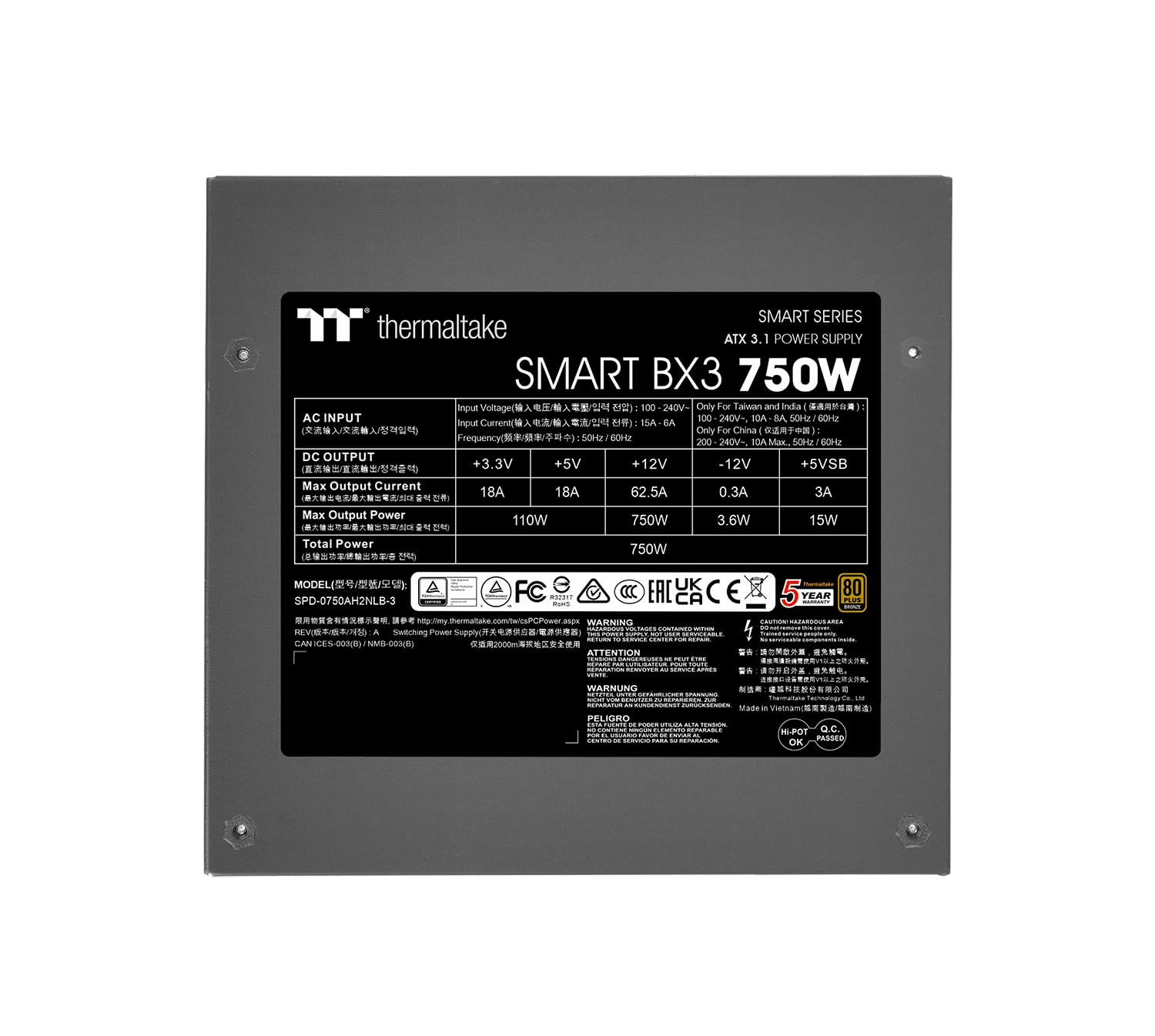 Thermaltake Smart BX3 750W | 80Plus Bronze | Non-Modular