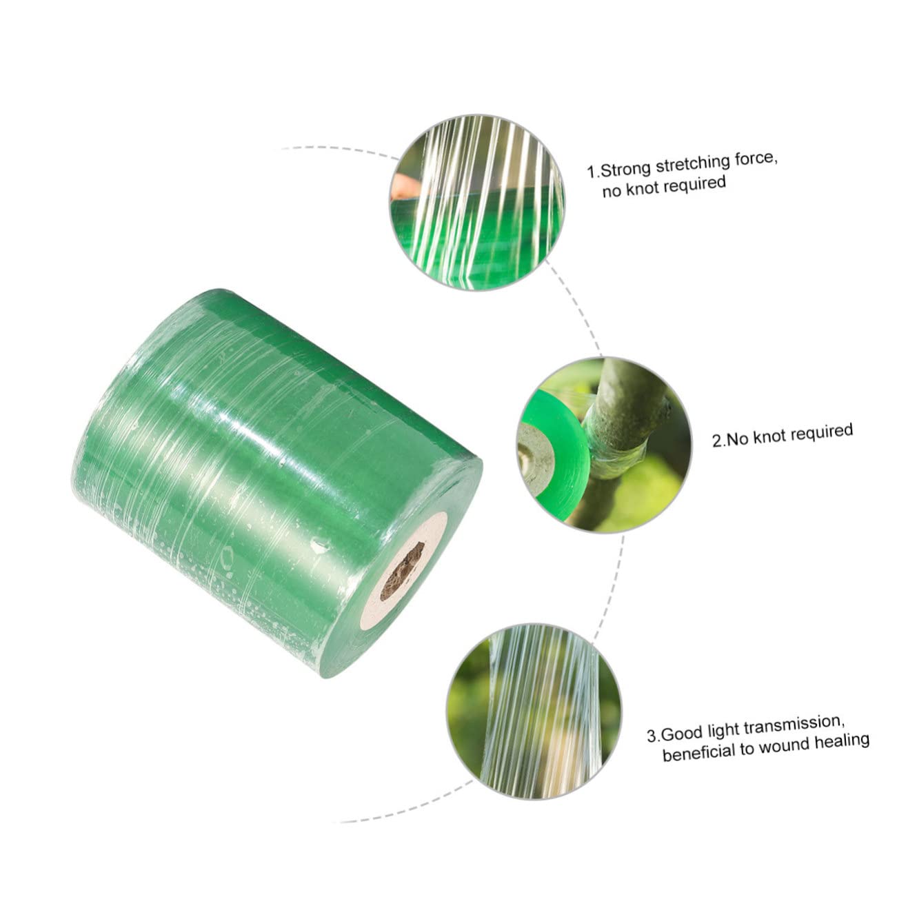PVC Selbstklebendes Veredelungsband für Obstbäume 4 Rollen Grünes Dehnbares und Flexibles Klebeband zum Veredeln und Pfropfen von Steinobst und Pekannüssen