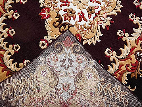 Image of Premium Soft Thick Geometric Rug - 6 x 8 Feet (180 x 235 Cm) Brown A - Anti-Skid, Washable, Acrylic for Living Room, Bedroom & Home Decor
