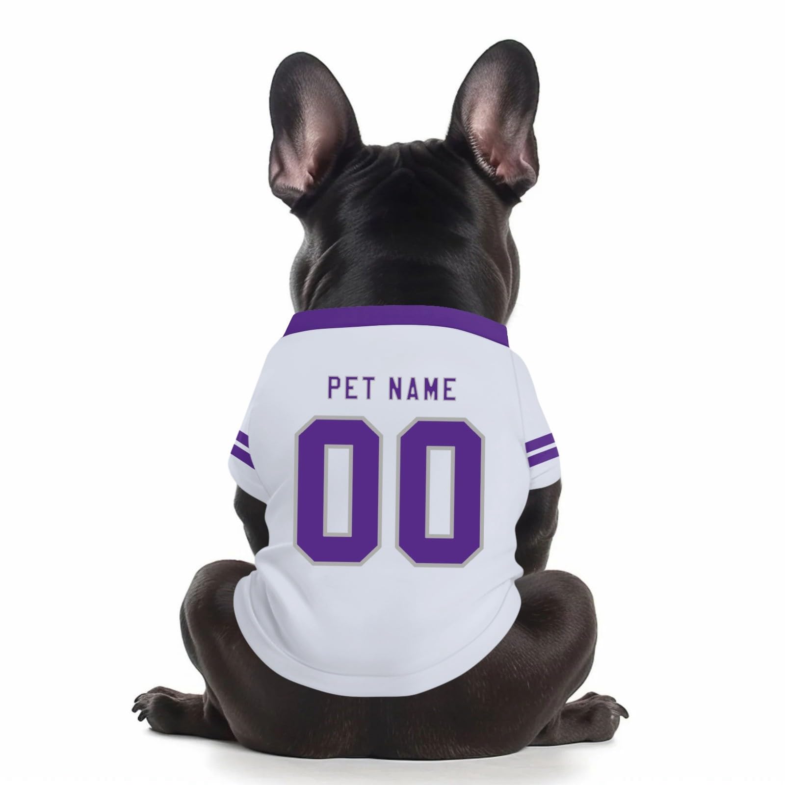 Customized Dog T-Shirt Football Team Personalized Name Number Logo Lightweight Doggy Tee Breathable Short Sleeve Puppy Shirts for Medium Small Dogs and Cats, White, L