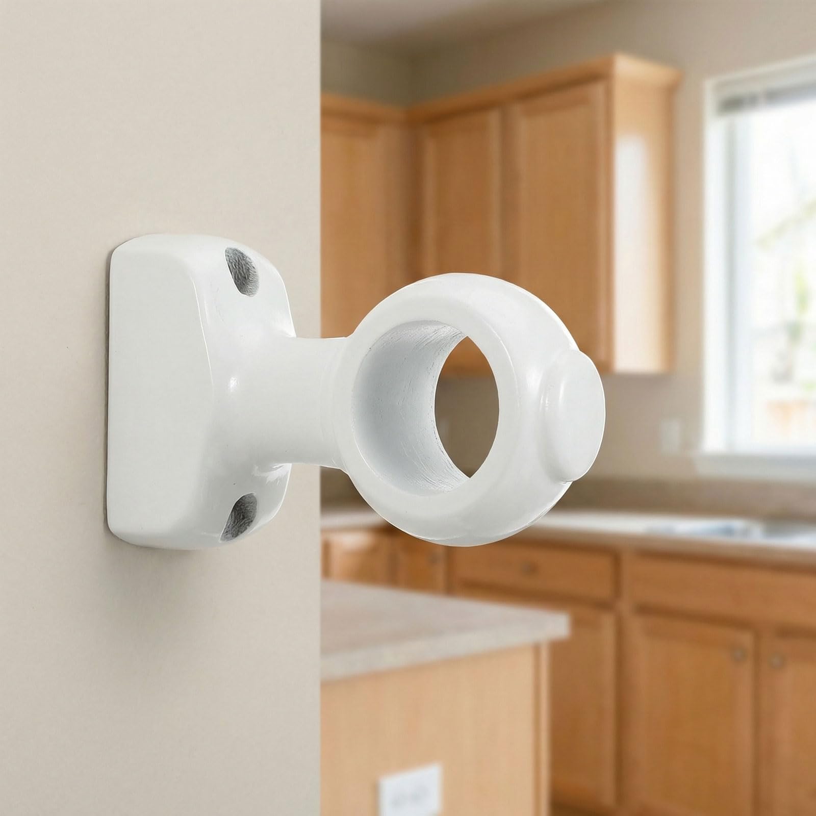 GALPADA 4 Pezzi Supporto Bastone e Stabilità Migliorata Design Decorativo in Legno Bianco per Tende Confezione per Arredamento Casa e Ufficio