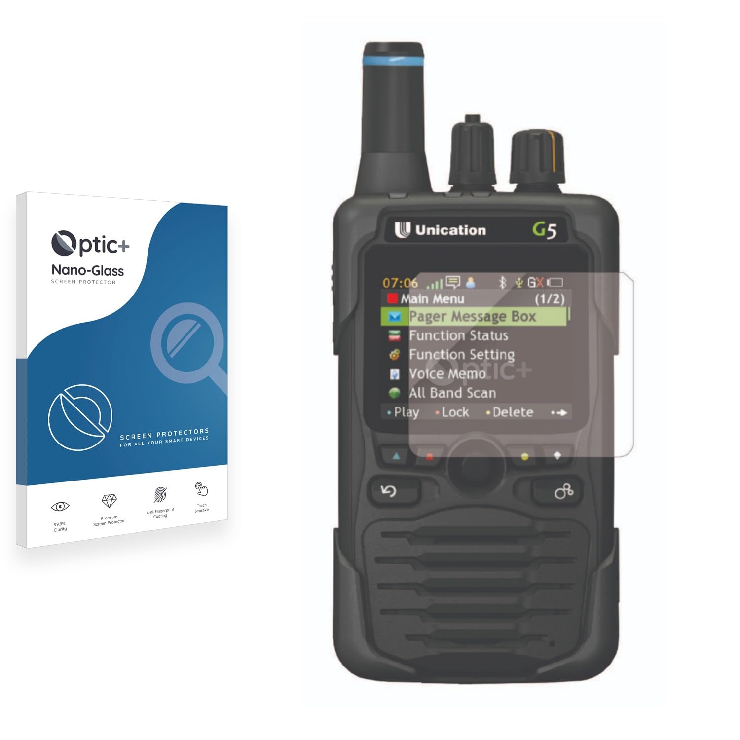 Optic+Nano Glass Screen Protector compatible with Unication G5 Dual Band Pager