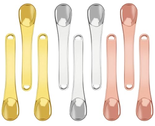 Paquete de 9 espátulas cosméticas de metal para el cuidado de la piel, cuchara de belleza de maquillaje, mini máscara facial reutilizable, aplicador