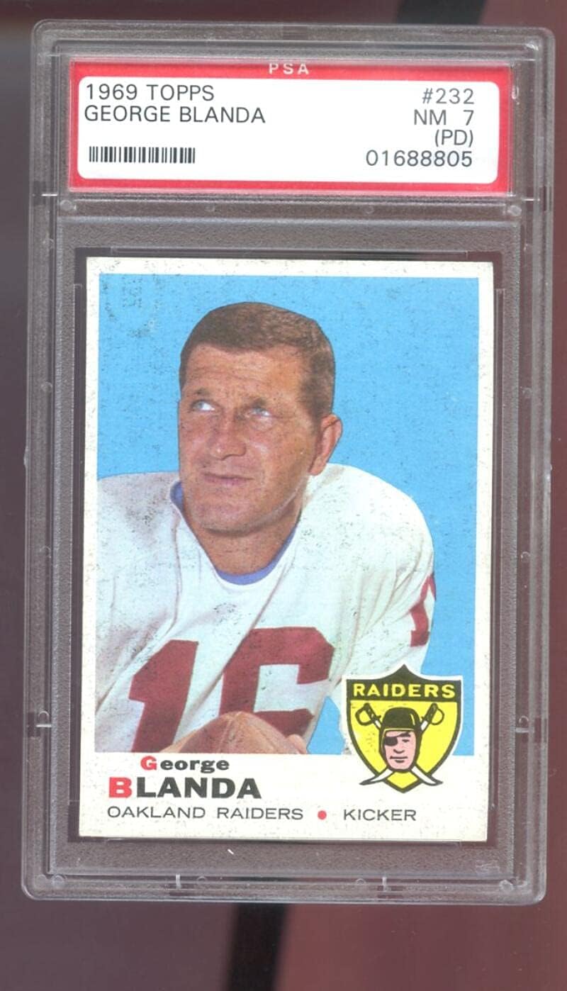1969 Topps #232 George Blanda PSA 7 (PD) Graded Football Card NM Oakland Raiders