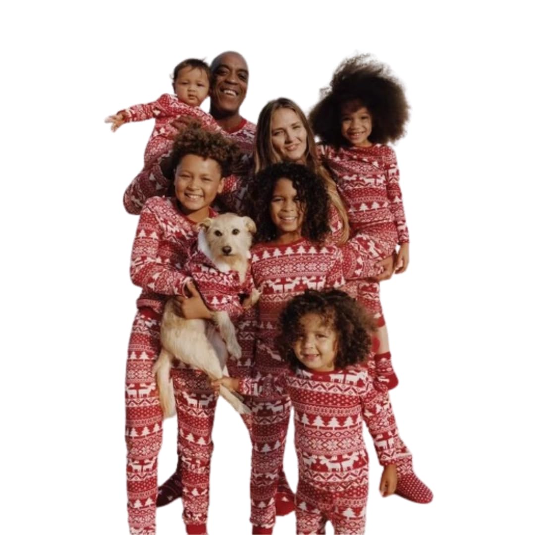 Cozy Family Christmas Matching Pajamas Set - Festive Holiday Sleepwear for Adults and Kids Pyjamas and Christmas Dog outfit