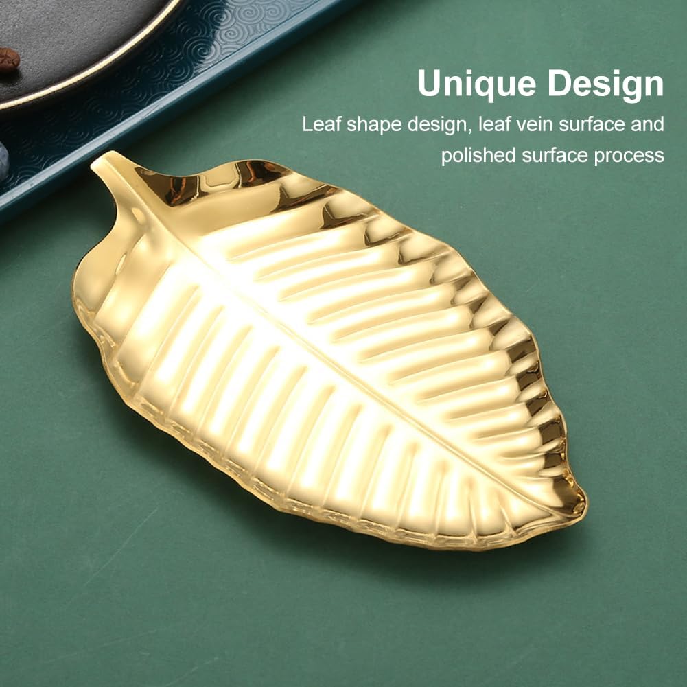 Gold Leaf Spoon Rest for Kitchen, 6.7inch Stainless Steel Utensil Rack Coffee Spoon Holder for Dessert and Jewelry Storage(COLOR:Gold)