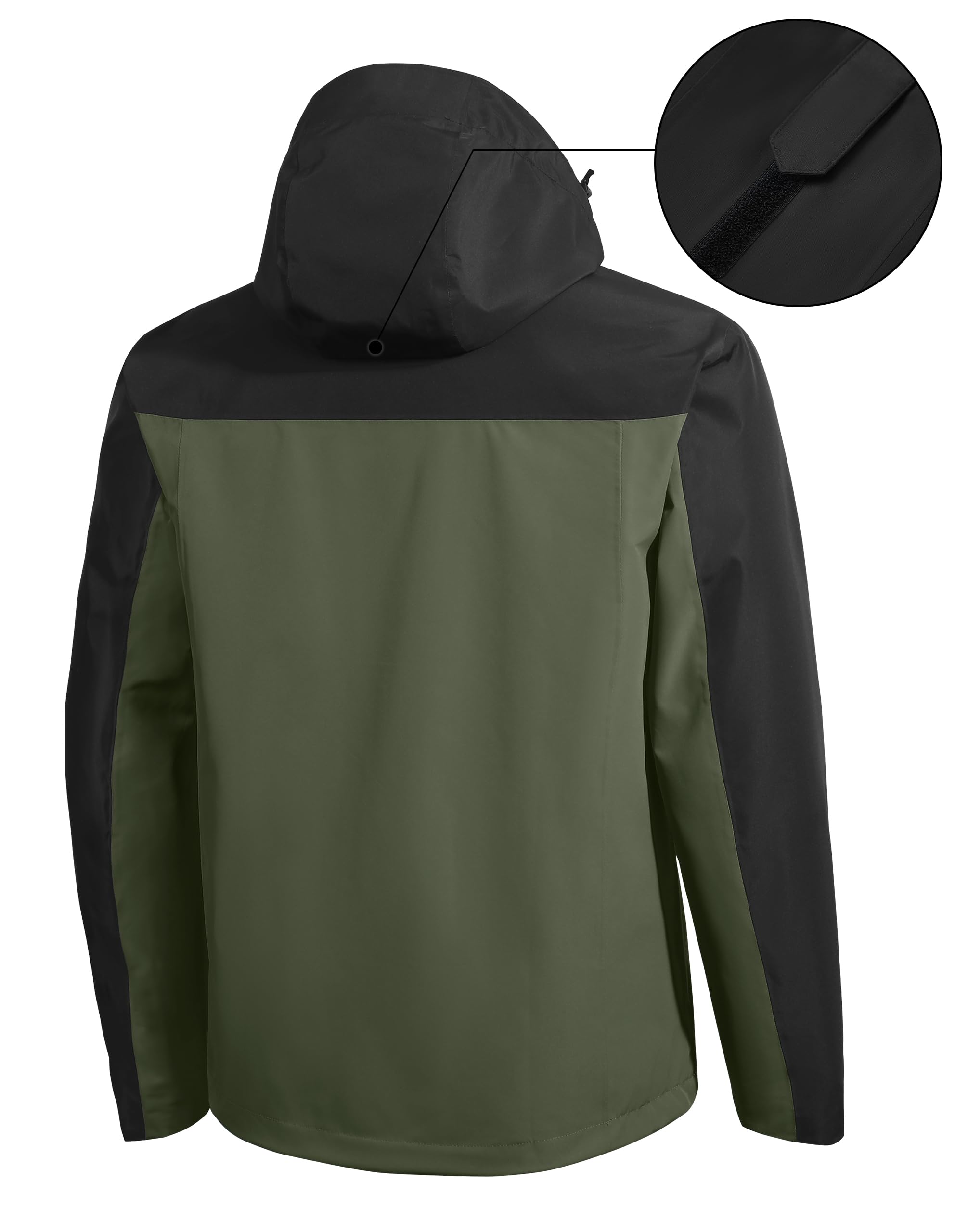 Pioneer Camp Chaqueta impermeable para hombre, con capucha, ligera, para senderismo, 4 bolsillos, cortavientos