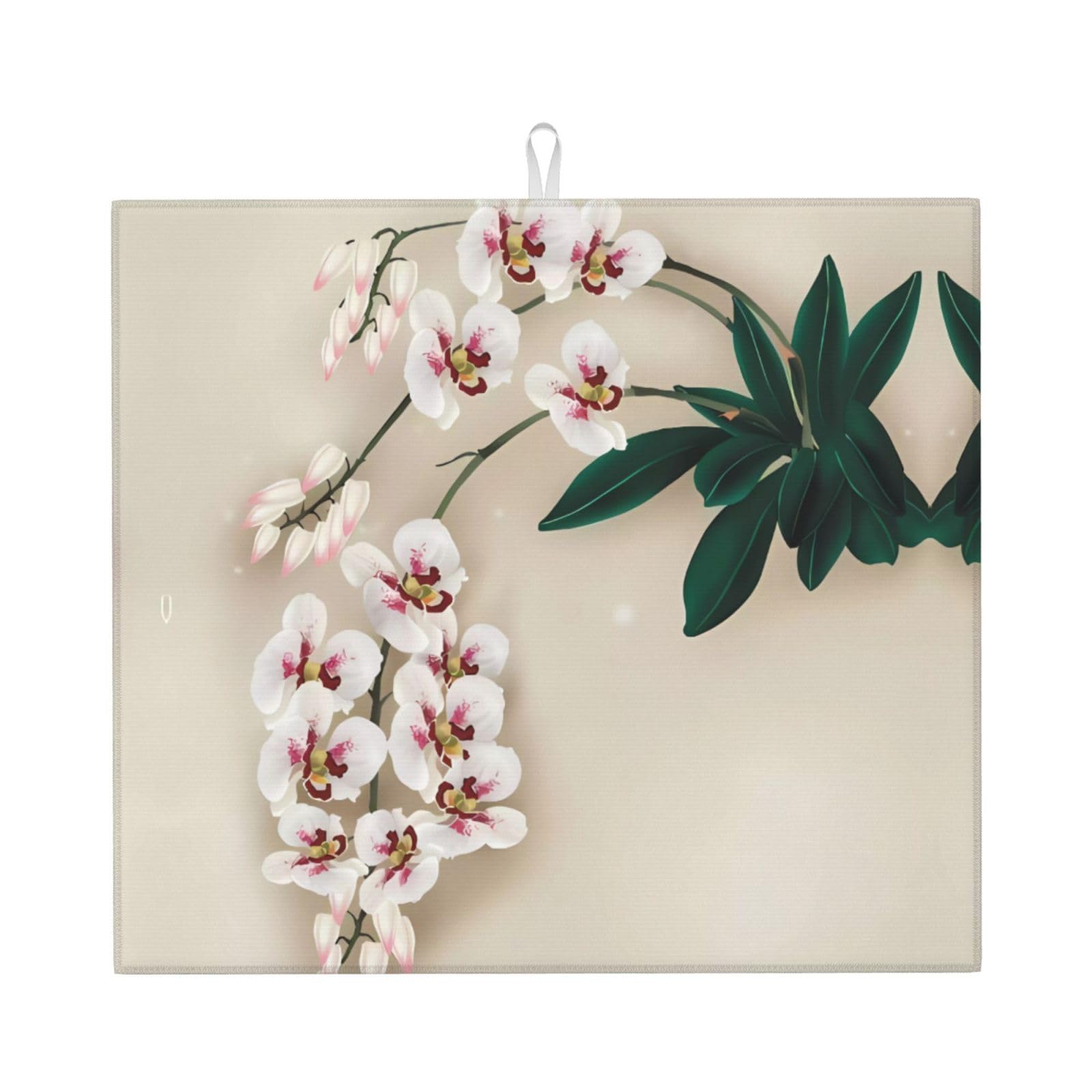 HJFCZH Bell orchid Prints Kitchen Drying Mat – High-Capacity Absorbent Dish Cover, Engineered with 4x Weight Absorption, Durable Microfiber & Composite Foam Construction