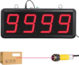 JIAWANSHUNデジタル赤LEDカウンター 自動カウンター 数取り器 赤外線センサー 大画面 検出距離50cm 工場/駐車場などに適用 110〜240VAC (4桁)