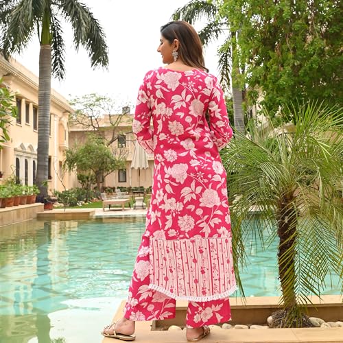 Image of Sidhidata Women's Rayon Blend Floral Printed Kurta Pant Set |Printed Kurti with Pant Set (KP Floral)