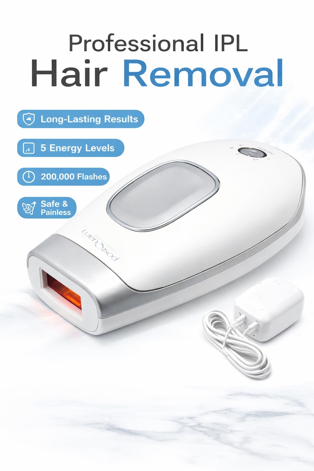 POSTQUAM - Depiladora Laser Mujer | Luz Pulsada Depilacion, Depilación Laser - 5 niveles de Potencia