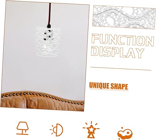 Miniatura 4 de OSALADI Pantalla de lámpara de metal de bombilla blanca Pantalla de lámpara blanca Pantalla de lámpara colgante Pantalla de lámpara decorativa