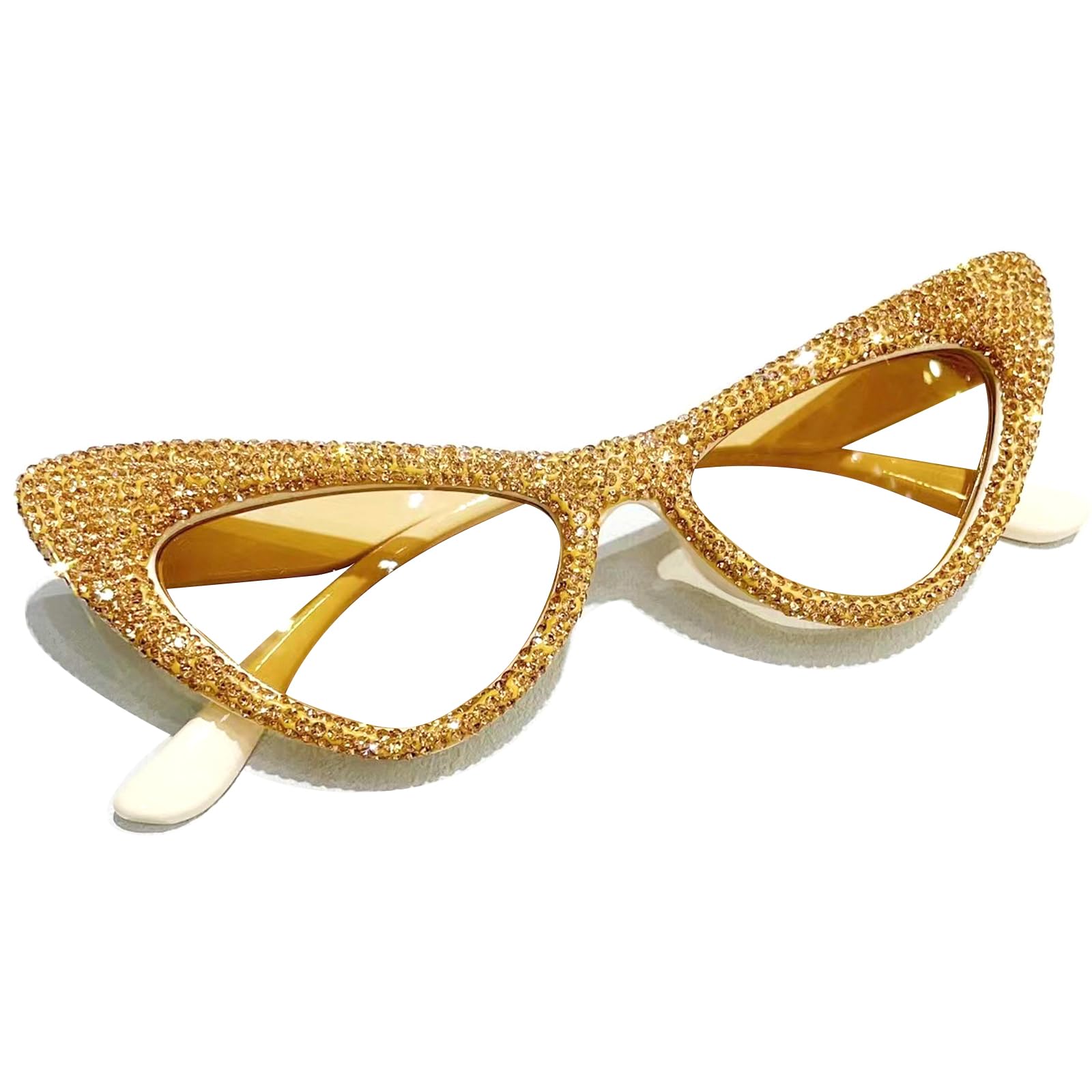 mincl Shiny Bling Rhinestone Cat Eye Reading Glasses for Women Diamond Ladies Magnifier Eyewear Blue Light Blocking Reader (brown, 2.25, multiplier_x)