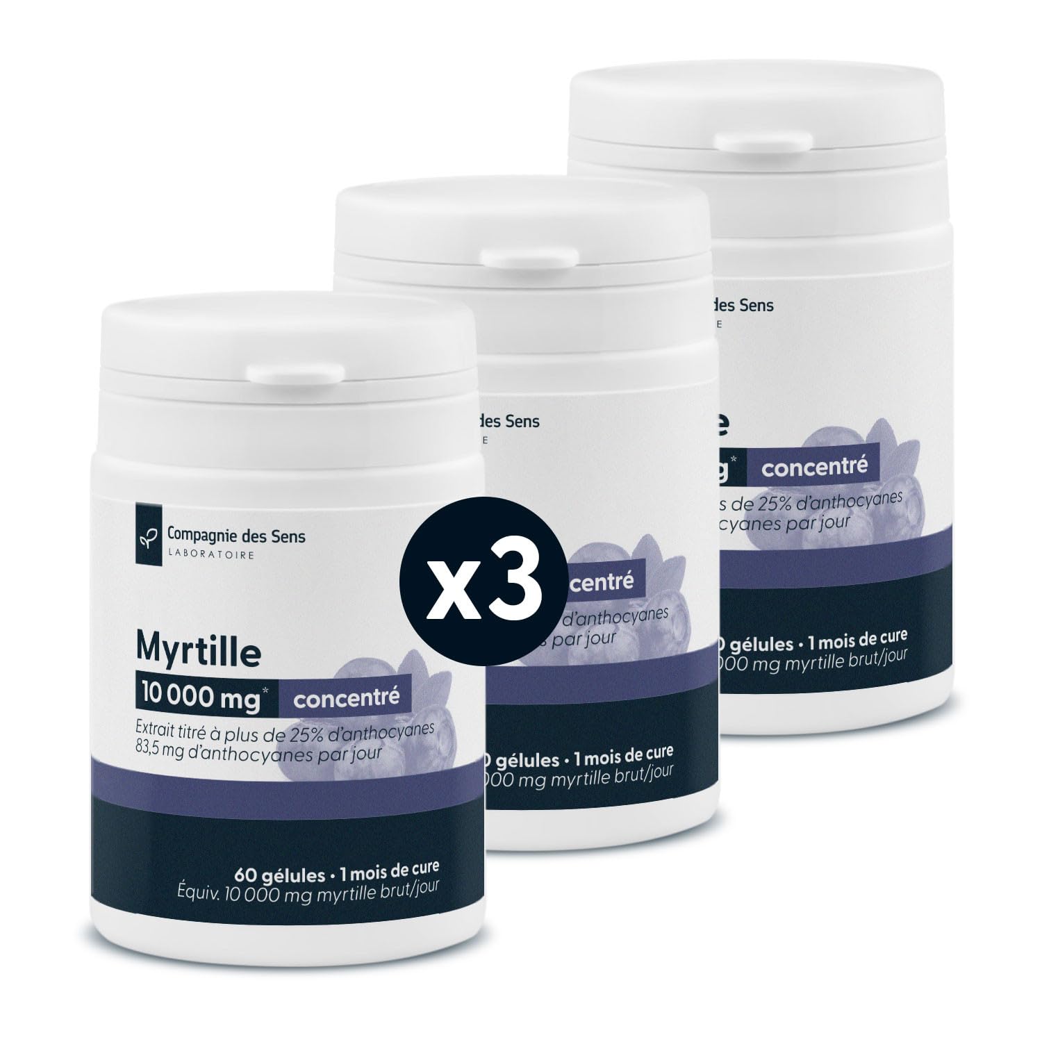 La Compagnie des Sens - Myrtille Concentrée 334 mg/jour - Titrage 25% Anthocyanes, Ratio 30:1-180 gélules végétales (3 mois) - Fabriqué en France