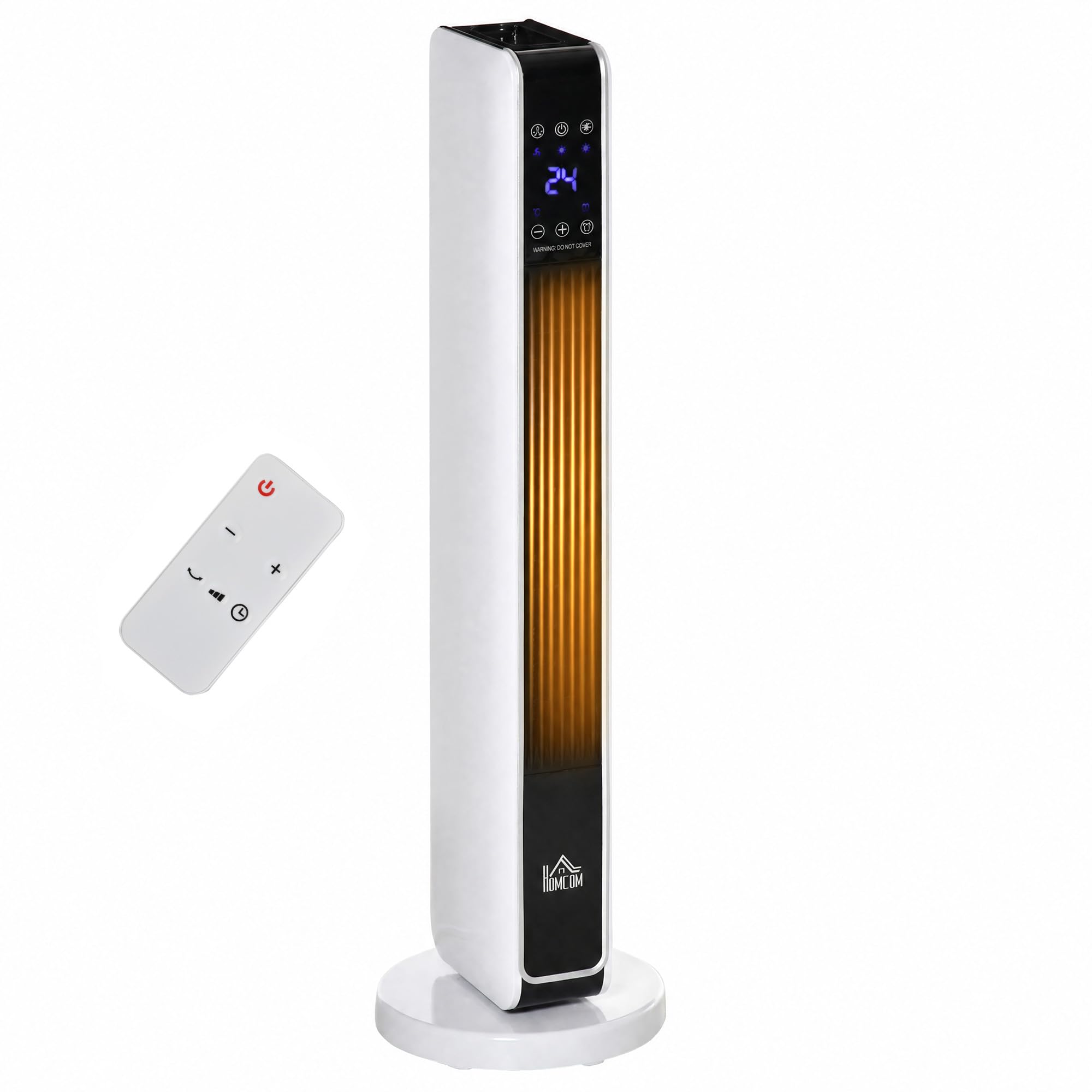 HOMCOM 1100W/2200W Space Heater with 65° Oscillation 8-Hour Timer 29 inch | Electric Heater, 2 Heat and Fan, Overheat & Tip Over Protection, for Bedroom