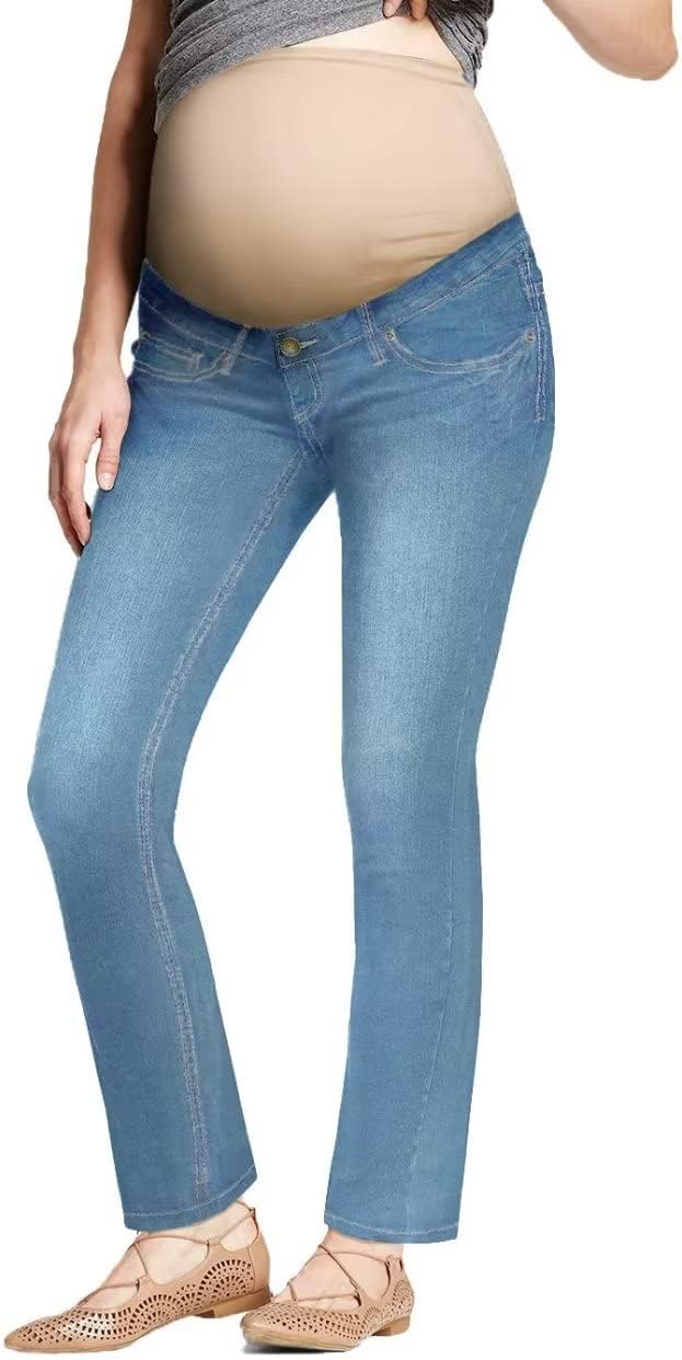Hybrid & Company Women's Maternity Stretch Jeans | Comfortable stretch denim, bootcut leg style, real pockets, supportive maternity design, suitable for daily use