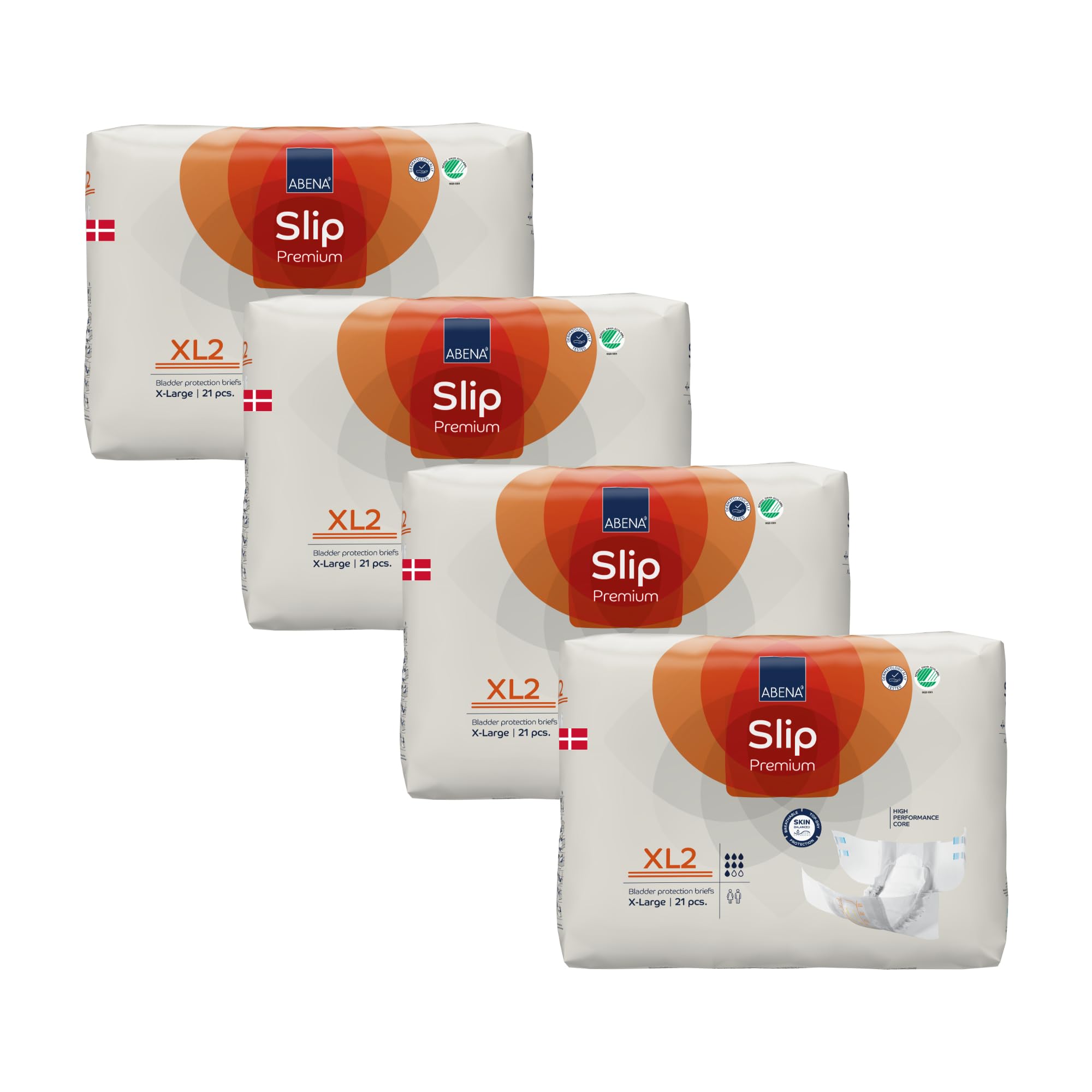 ABENA Slip Premium All-in-One Inkontinenzeinlagen für Damen und Herren, Eco-Labeled Damen-Inkontinenzeinlagen, Inkontinenzeinlagen, XL 2, 110-170 cm Taille, 3400 ml Saugfähigkeit, 4 x 21 Stück, Weiß