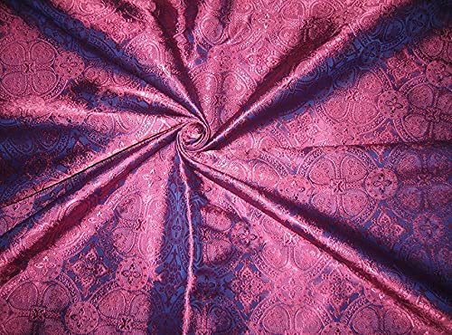 Tissu en brocart de soie Rose Violet X Bleu coupon de tissu jacquard au mètre BRO73