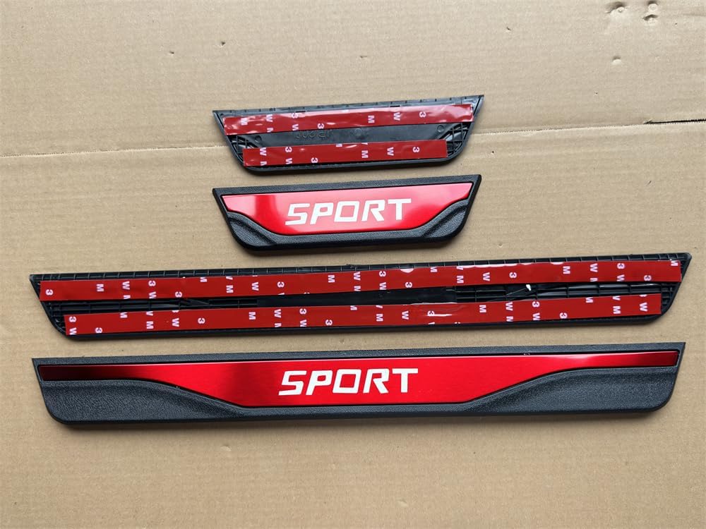 4PCS Car Door Sill Protector for RAV4 Accessories 2024-2025,Anti-Scratch Threshold Cover Strips,Automotive Door Entry Guard Protector Trim,Stainless Steel Car Door Sill Scuff Plate Guard Sills(Red)