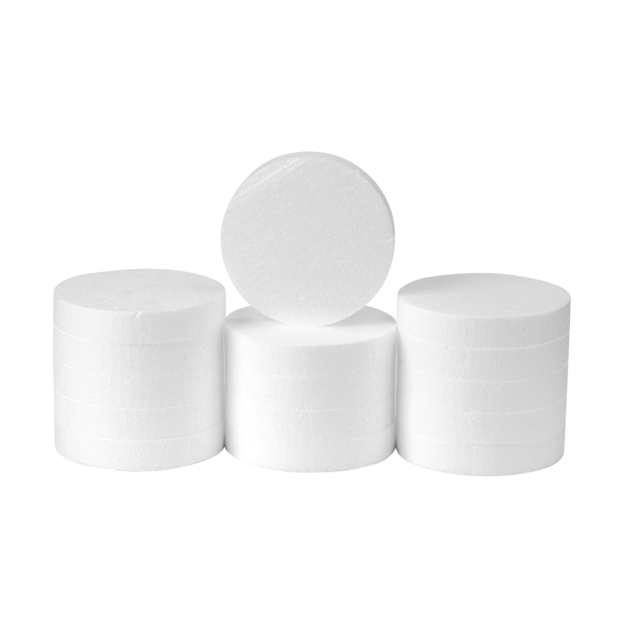 Crafare 5 Inch Foam Circles for Crafts 15 PCS 1 Inch Thick Round Polystyrene Circles White for Wedding Holiday Christmas Crafts Making and School Projects DIY