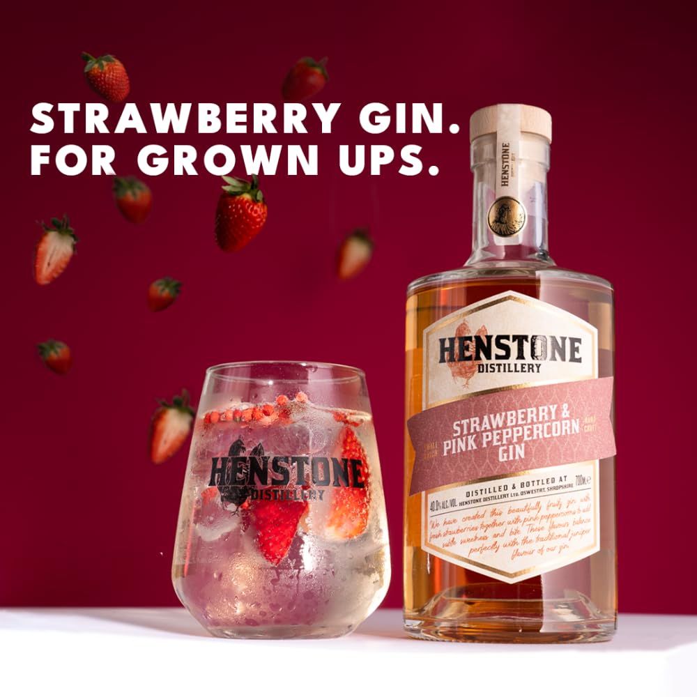 Henstone Strawberry & Pink Peppercorn Gin – 40% ABV Artisan London