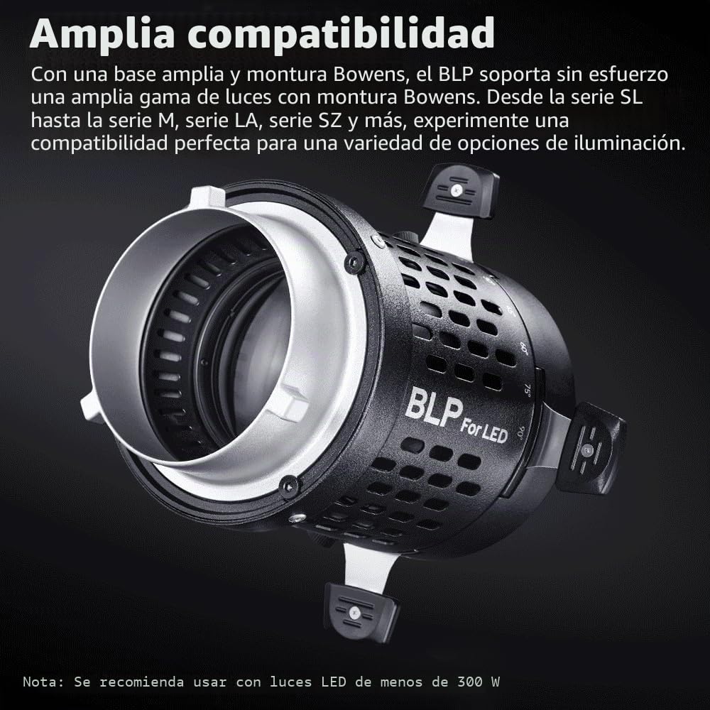 GODOX Proyector BLP, fotografía Snoot para Bowens Mount S30 SL60W SL60IIBi VL150 VL150II M300D M600D CB60 CB100C CB200B 100X 200X 300D LED luz continua (BLP KIT1)