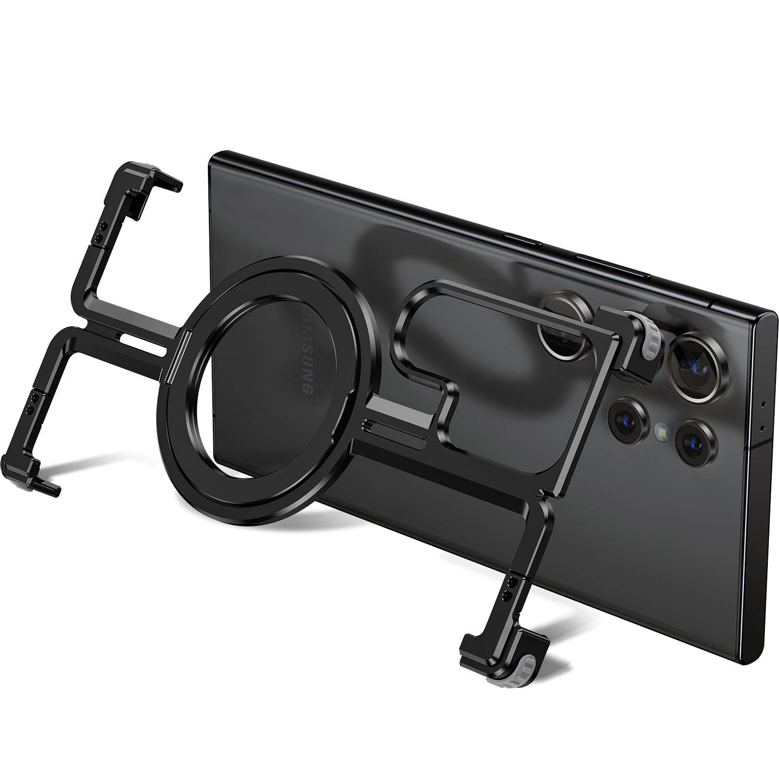 for Samsung Galaxy S24 Ultra Case, Metal Frameless, Minimalist Case with MagSafe Kickstand, Heavy Duty Shockproof Phone Case for Galaxy S24 Ultra, Black Titanium