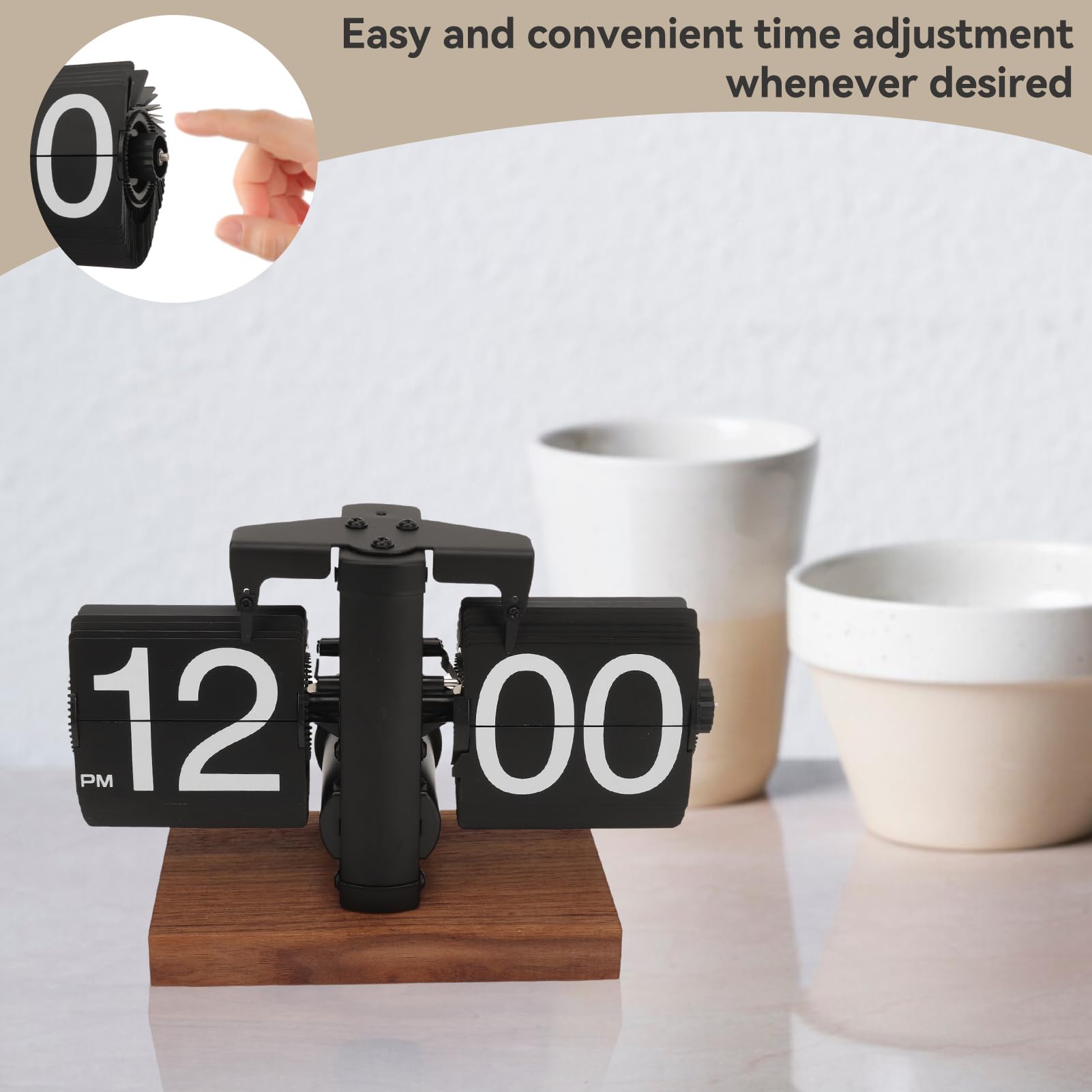 Cyrank Reloj De Escritorio con Tapa Digital Retro Vintage Negro