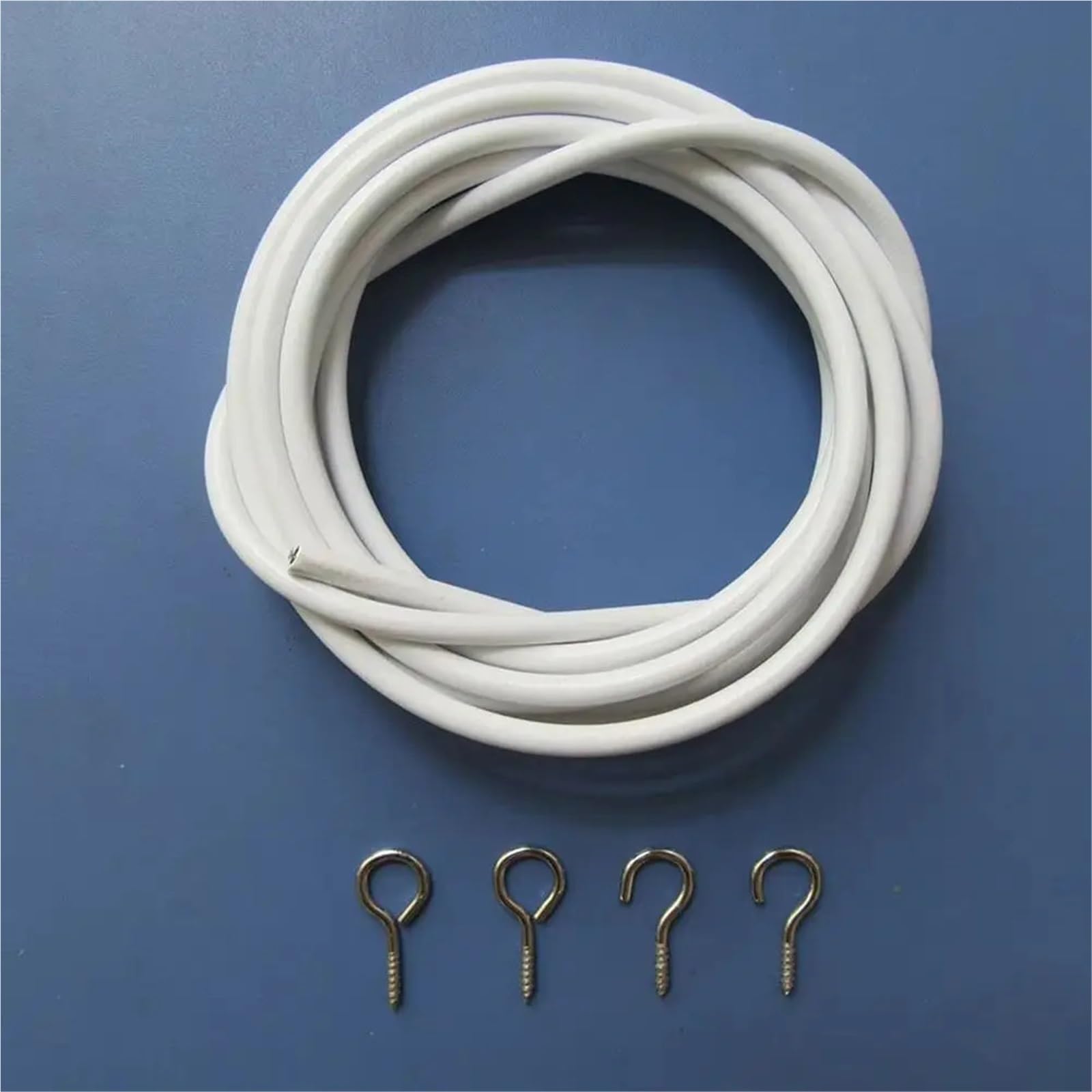 Cordone per Tende 1 Set da 2/3/4/5 Metri di Corda for Tende a Molla con Ganci e Occhielli, Cavo for Finestra, Rete Bianca for Appendere alla Parete per aste per Tende(5.0M Set)