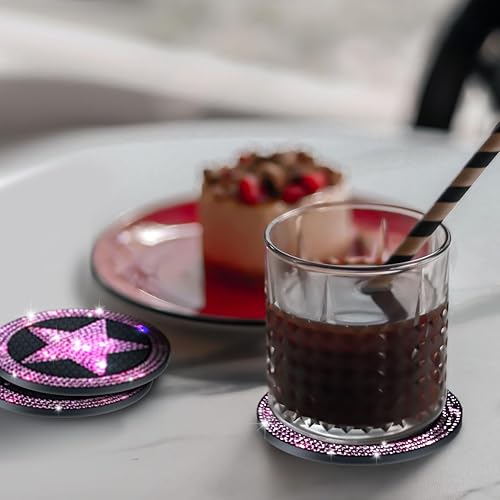 Miniatura 6 de Portavasos brillantes para automóvil, paquete de 2 unidades, antideslizantes, posavasos decorativos incrustados, cristales brillantes, diamantes de