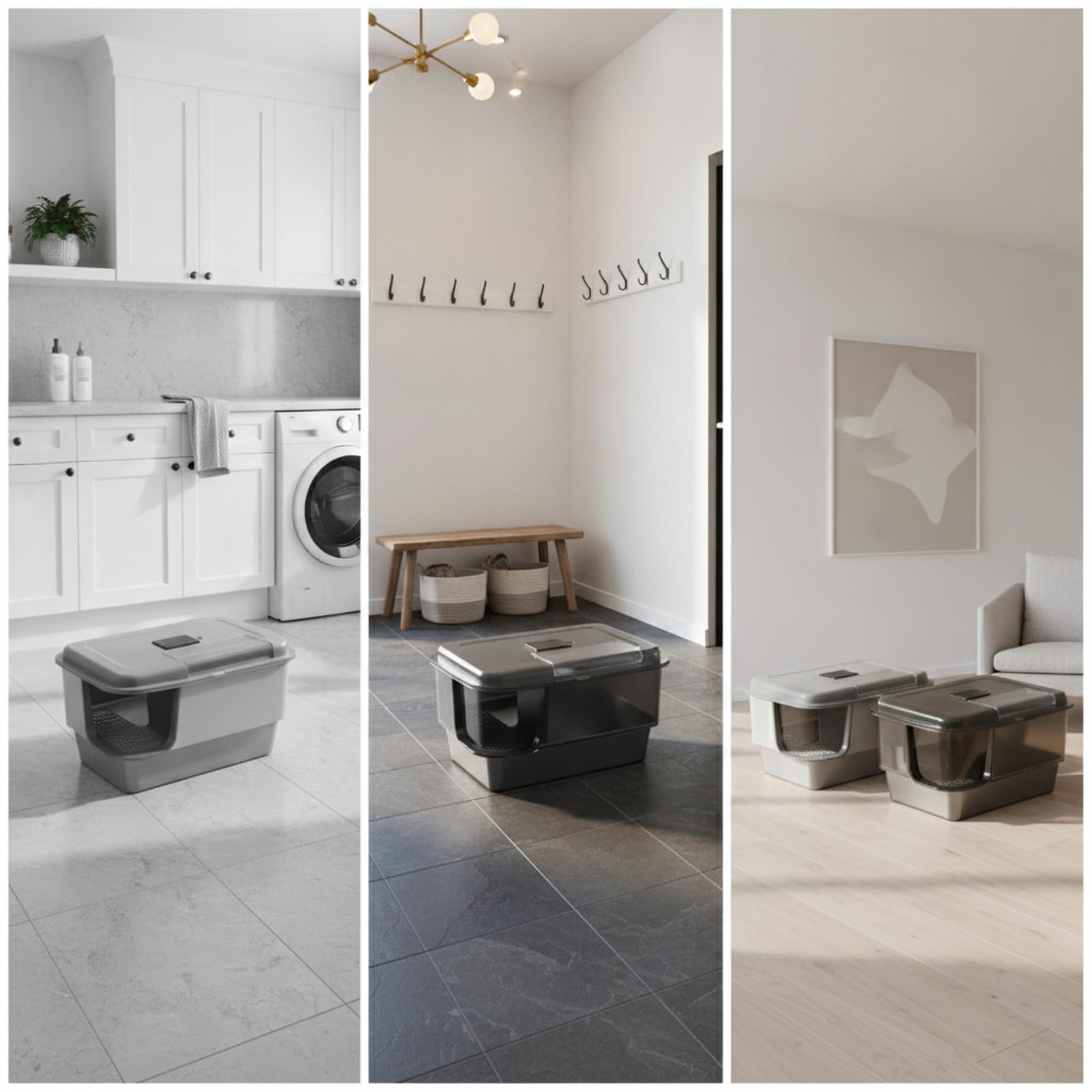Lettiera Chiusa Antiodore, Grigio Bianco, style to 1