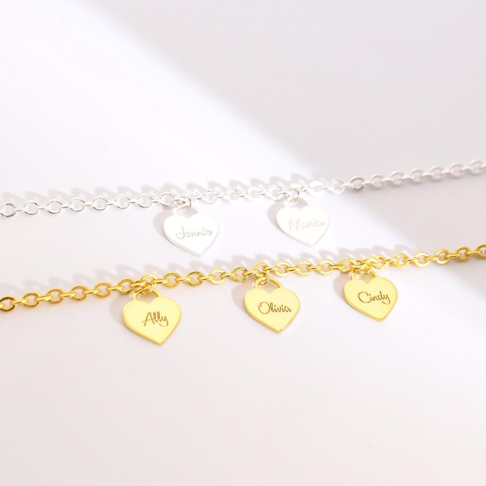 Su misura bracciale con cuore, multiplo nome inciso iniziali speciale Dates commemorativo per lei