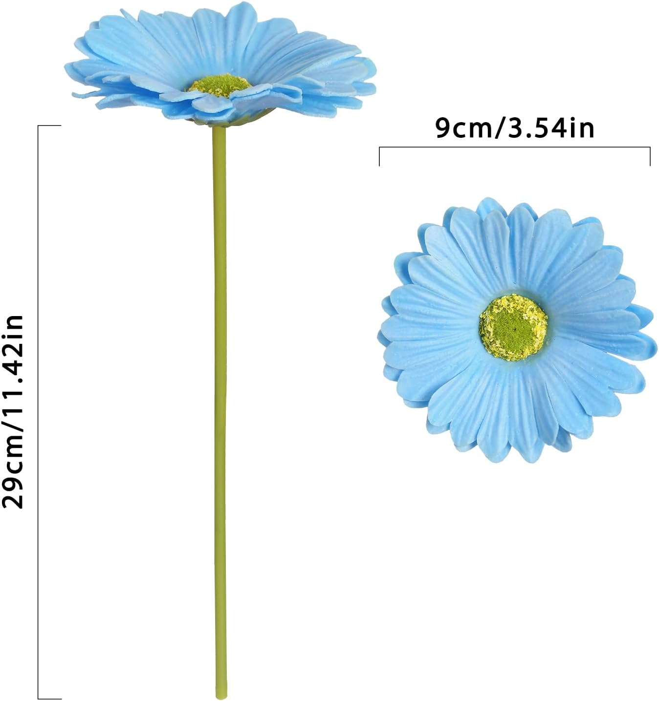 IPOPU Daisies Flowers Artificial,20PCS Blue Gerbera Daisy Artificial Flowers Fake Daisies for Wedding Party Office Home Decorations(Light Blue) - Image 2