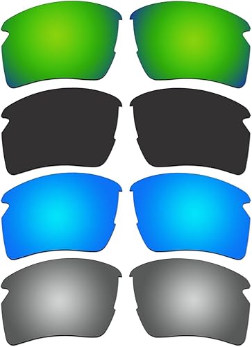 4 pares de lentes polarizadas de repuesto para gafas de sol Oakley Flak 2.0 XL P11, Verde esmeralda, negro, azul hielo, titanio