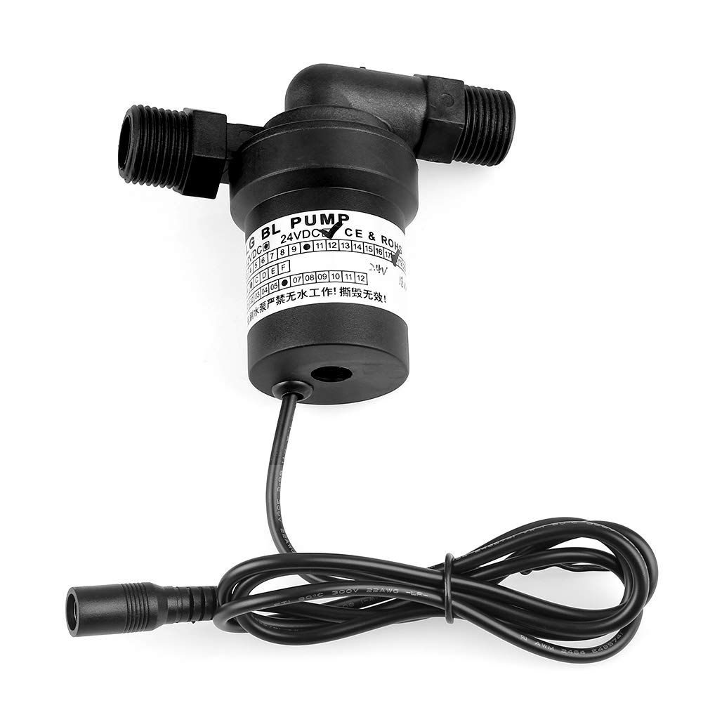 Warmwasserumwälzpumpe 24V DC 18W, Bürstenlose Heißwasserpumpe mit 1/2 BSP Gewinde, Geräuscharme Zirkulationspumpe für Solarwarmwasserbereiter