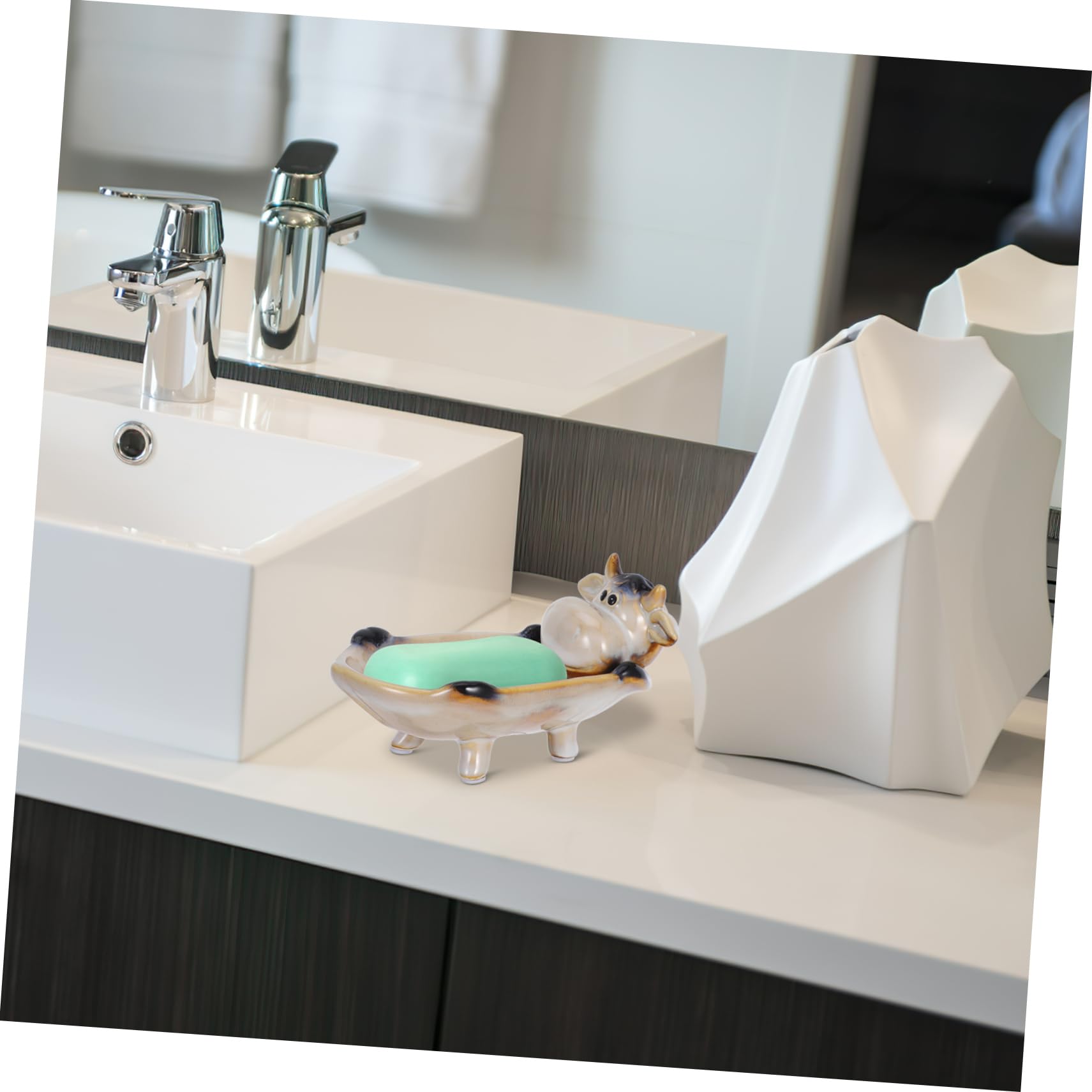 Jabonera Cerámica Decorativa De Animales Drenaje para Baño y Cocina Soporte Multifuncional para Jabón y Accesorios Pequeños Diseño Creativo y Práctico