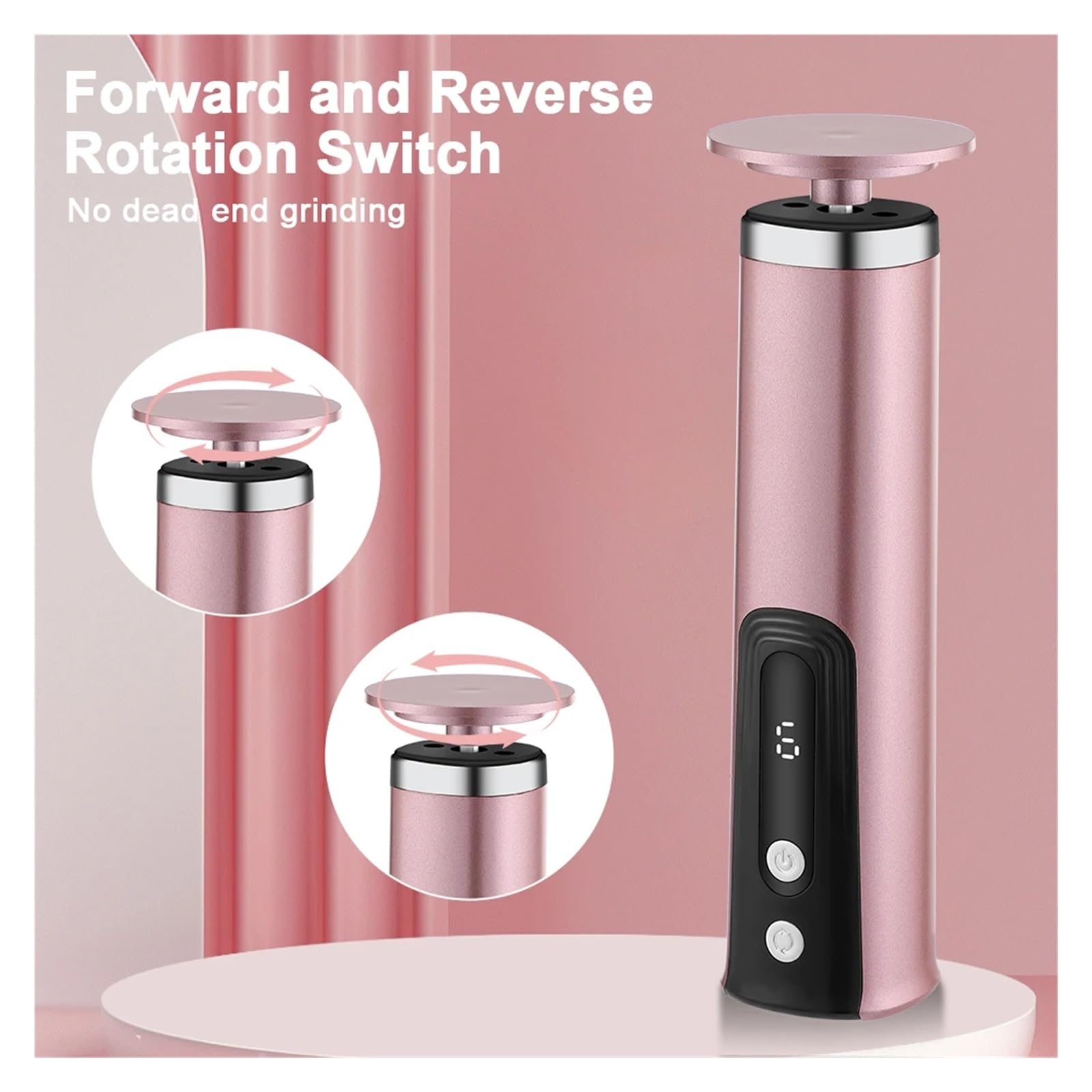Lima De Pie Lima eléctrica inalámbrica recargable por USB for pies, removedor de callos y cutículas, herramienta de pedicura for el cuidado del talón con papel de lija.(Pink)