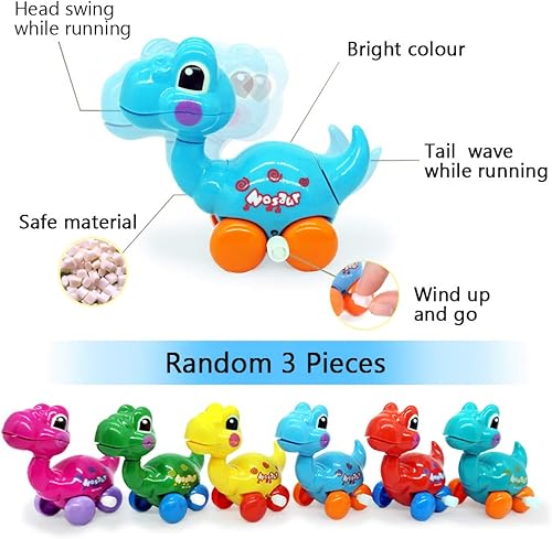 Miniatura 3 de Juguetes de dinosaurio de cuerda para niñas de 3, 4, 5, 6 años, suministros de fiesta de cumpleaños de dinosaurios, recuerdos para niñas con mochila