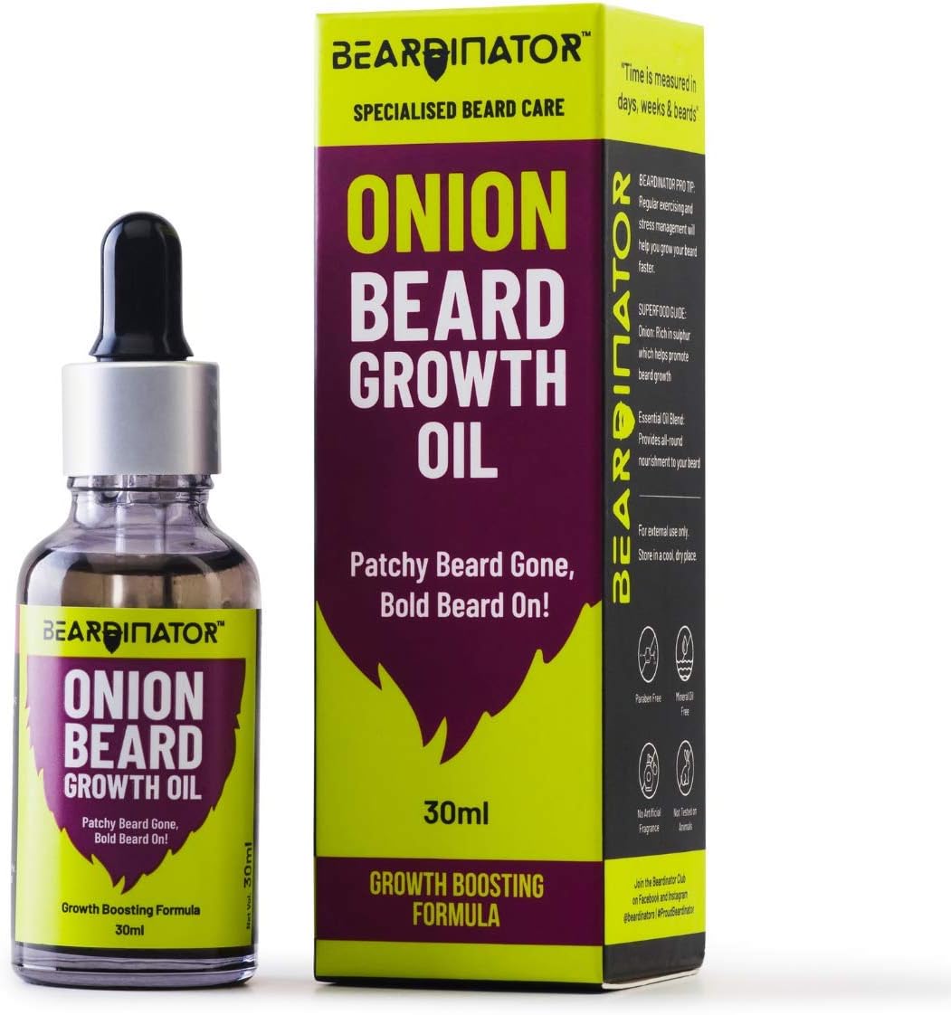 Beardinator Onion Beard Growth Oil for Men Chemical Free Beard Care, 30 ML