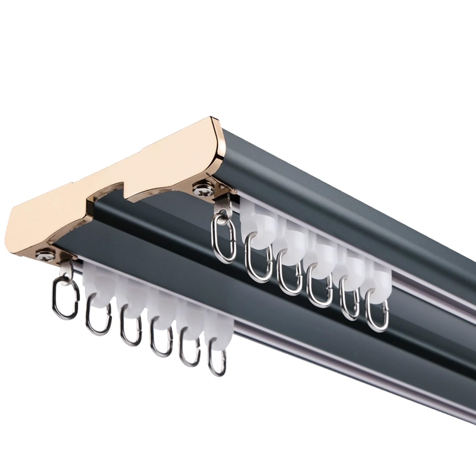 Blackout Curtain Tracks Double Curtain Track Ceiling Curtain Rail, Silent Heavy Aluminum Duty Rod System 1m-6m for Bedroom Room Divider Bay Window(Blue,1.6(m))
