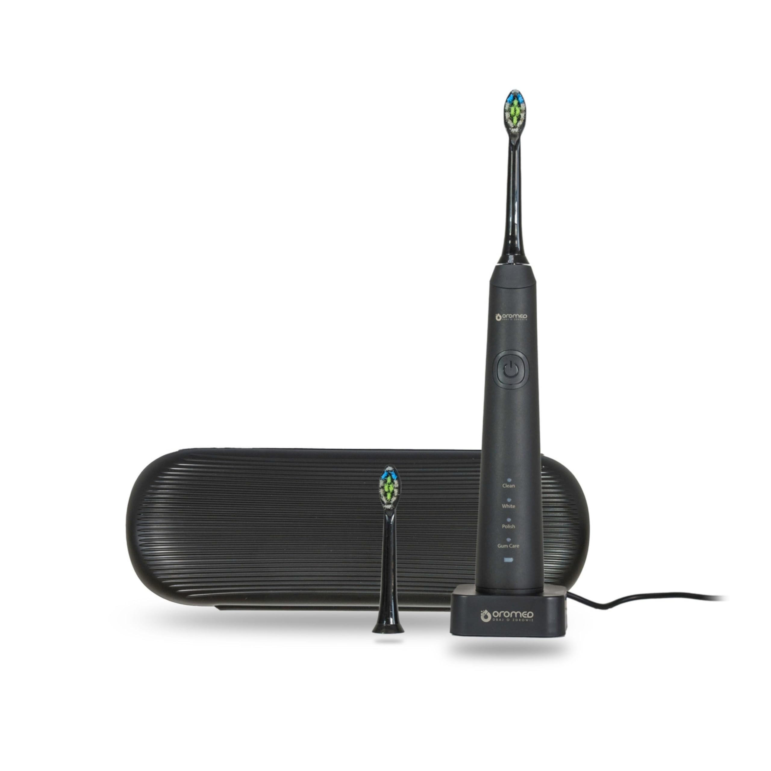 OROMED ORO-SONIC PROFESSIONAL Schallzahnbürste, elektrisch mit 38.000 Vibrationen/Min., 2000 mAh Akku bis 360 Min., LED-Display, mehrere Reinigungsmodi, IPX7 wasserdicht, Schwarz