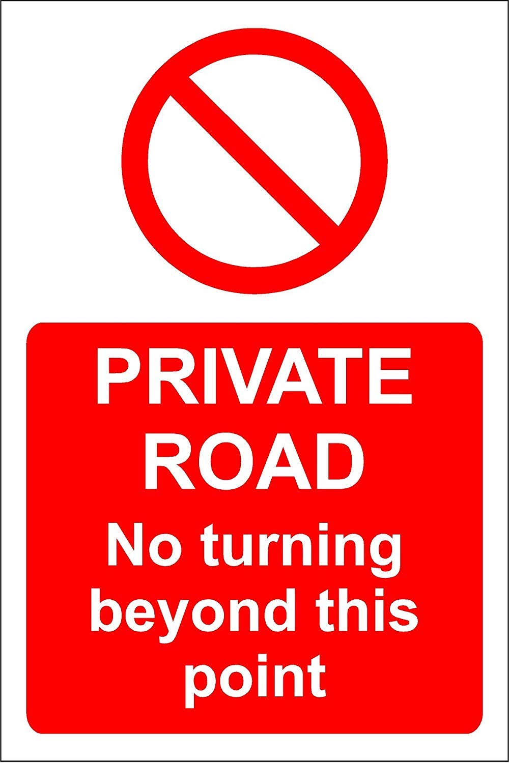 Kpcm Display Ltd Private Road No Turning Beyond This Point Safety Sign - 1.2Mm Rigid Plastic 600Mm X 400Mm