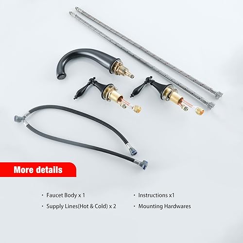 Vista 18 de SaniteModar Grifo de lavabo de baño de oro pulido, grifo de baño de latón de 3 agujeros, grifo de baño generalizado para fregadero de 3 agujeros