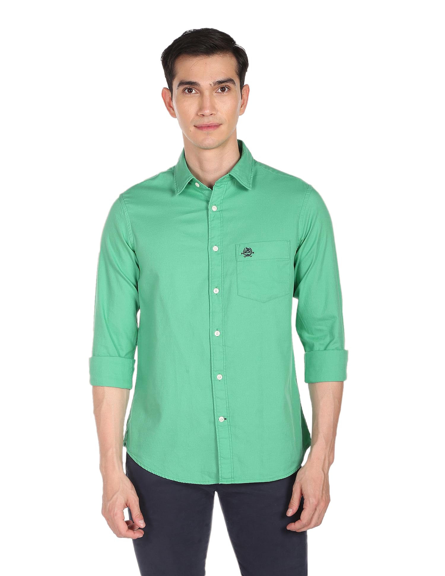 u.s. polo assn. Men's Solid Spread Collar Premium Cotton Dobby Tailored Fit Shirt-picture-40