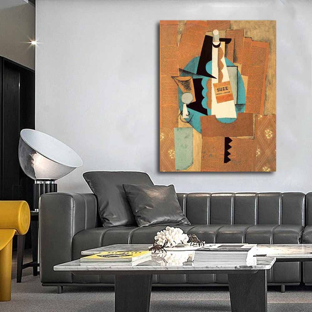 Amazon.co.jp: Pablo Picasso-Glass and Bottle of Suze キャンバス